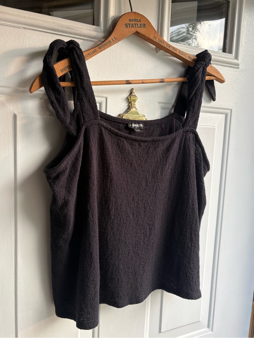 Express Black 100% Cotton Lightweight Sleeveless Textured Tank Top Women’s XL